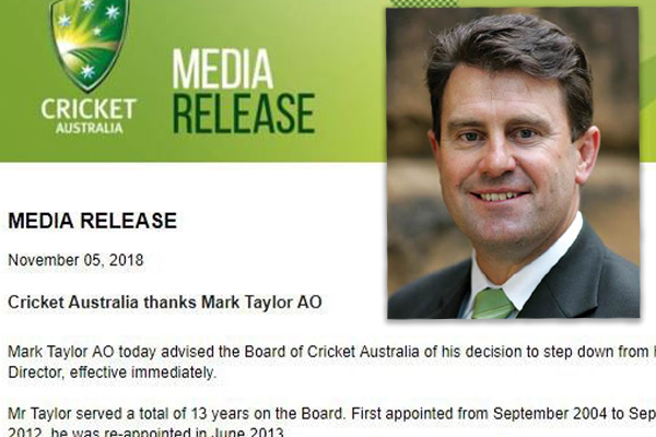 Mark Taylor explains why he resigned from Cricket Australia’s board