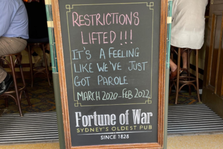 ‘We’ve just got parole!’: Sydney’s oldest pub celebrates Freedom Day with quirky sign