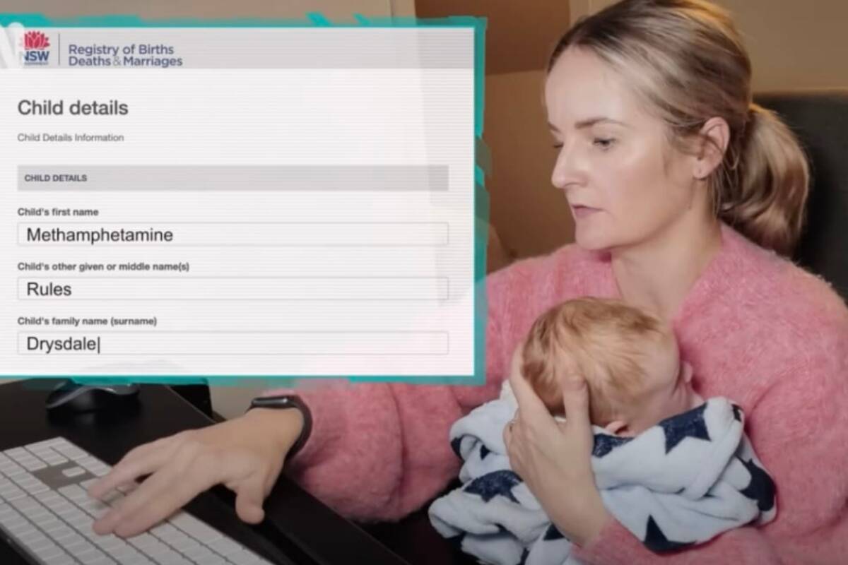 Article image for Australian comedian tests the absolute limits of baby naming – and gets away with it