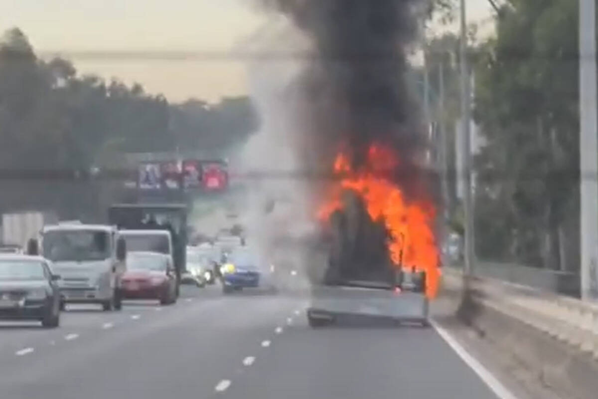 Article image for Chaos on the M5 as truck bursts into flames