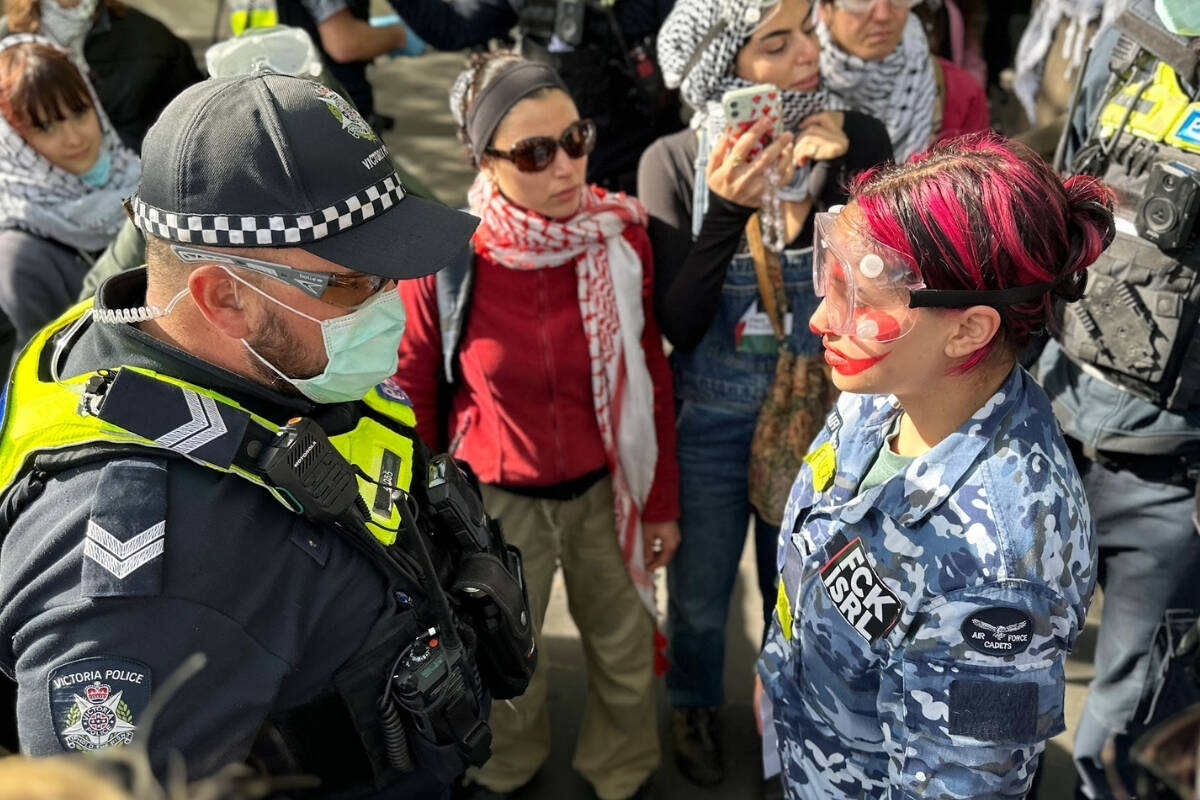 Article image for ‘Concerning’: Questions raised over Melbourne protester’s RAAF uniform