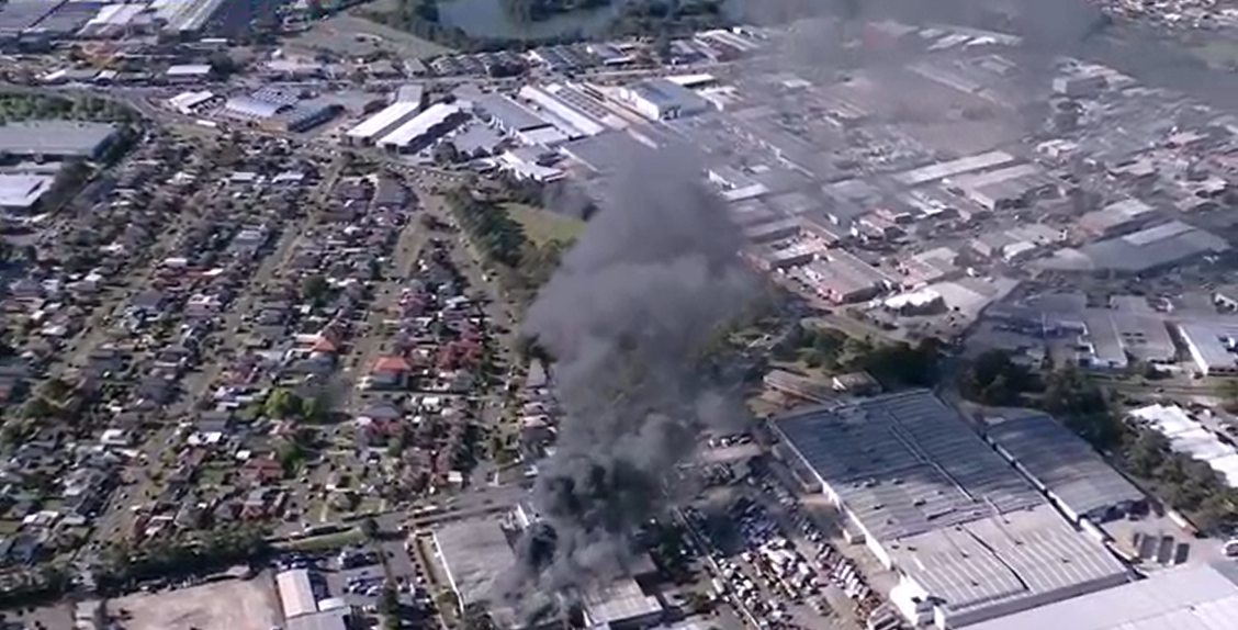 Article image for ‘Stay away’ – MASSIVE industrial fire at printing factory in Sydney’s south-west