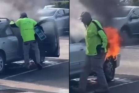 ‘New VB ad’ – Man loads beer into burning car