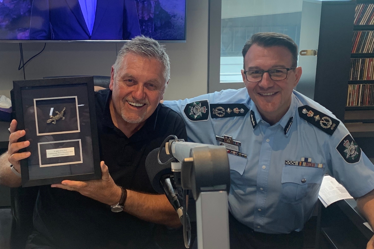 Article image for ‘Greatly honoured’ – AFP commissioner Reece Kershaw surprises Ray with special plaque