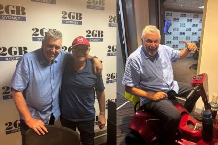 Ray Hadley rides into the studio in style for chat with John Stanley